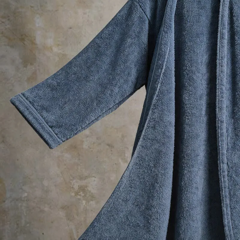 Unisex Kimono-Bademantel aus einfarbiger Baumwolle