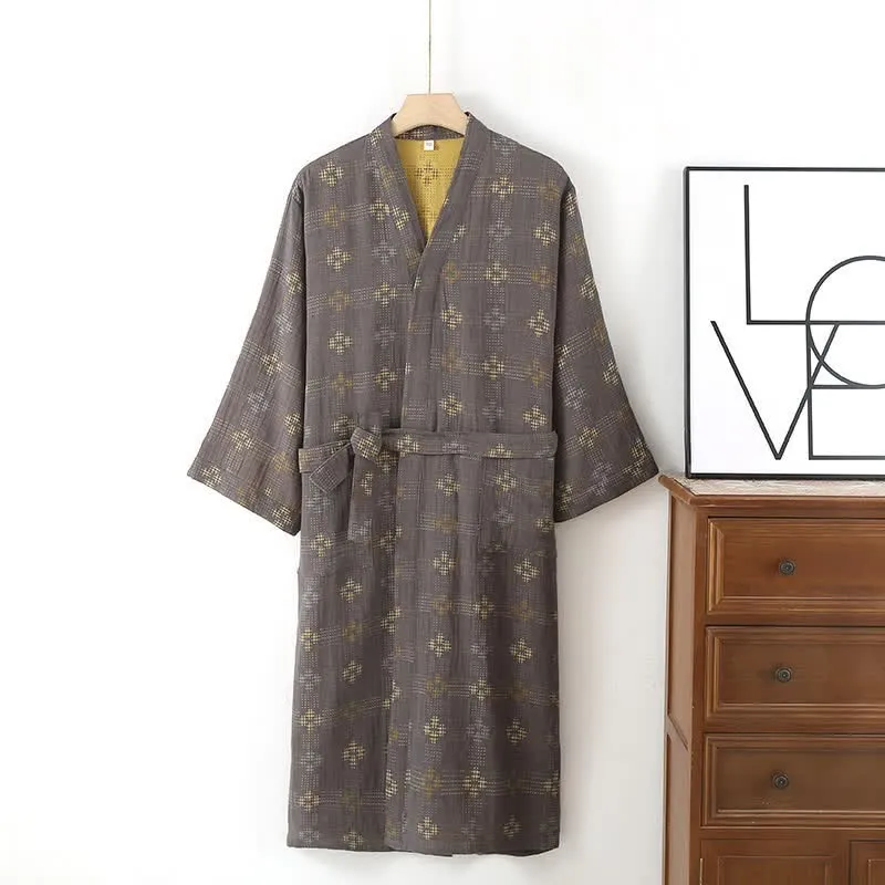 Unisex geometrischer Yukata-Bademantel aus Baumwolle