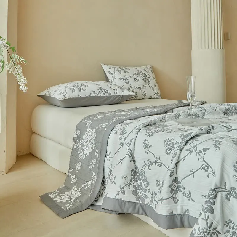 Wendebettwäsche-Set mit Zweig- und Blumenmuster