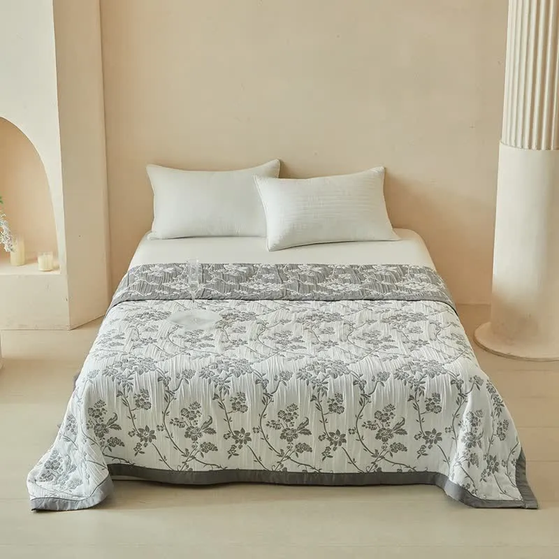 Wendebettwäsche-Set mit Zweig- und Blumenmuster