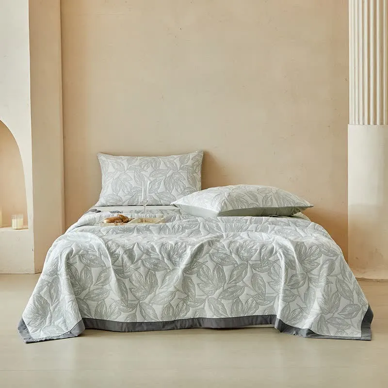 Quilt-Set mit botanischem Blattmuster