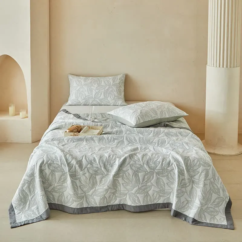 Quilt-Set mit botanischem Blattmuster