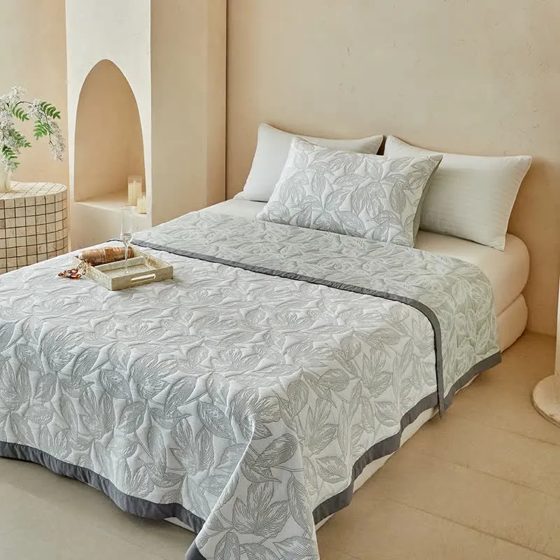 Quilt-Set mit botanischem Blattmuster