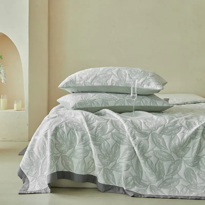 Quilt-Set mit botanischem Blattmuster