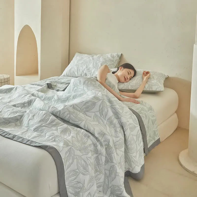 Quilt-Set mit botanischem Blattmuster