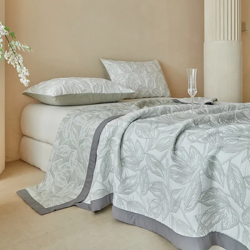 Quilt-Set mit botanischem Blattmuster