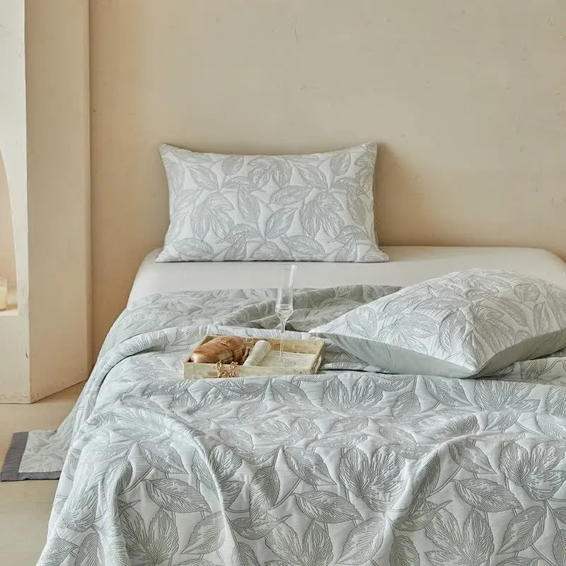Quilt-Set mit botanischem Blattmuster