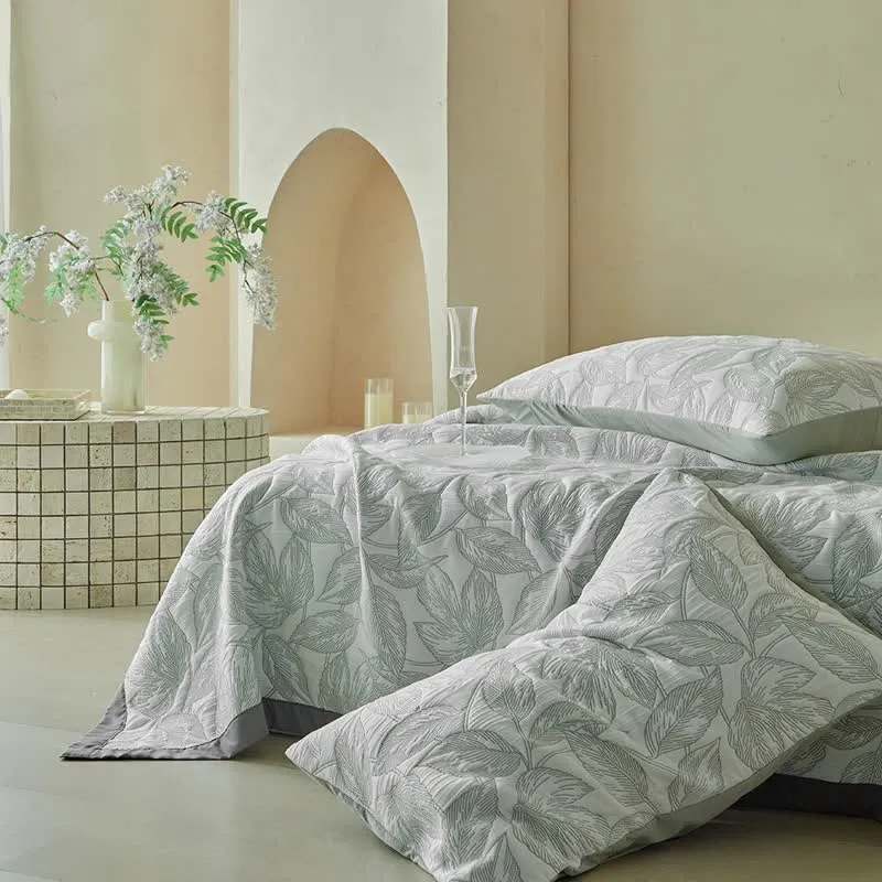 Quilt-Set mit botanischem Blattmuster