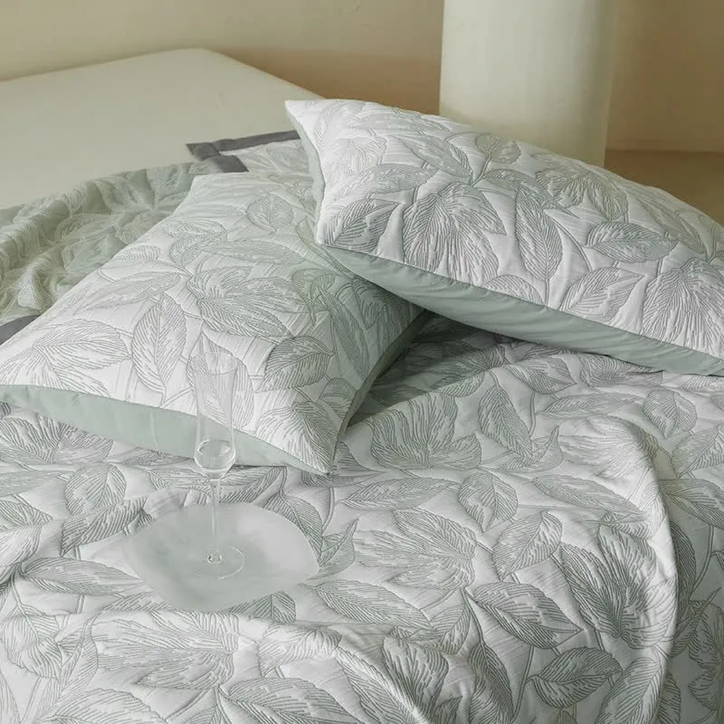 Quilt-Set mit botanischem Blattmuster