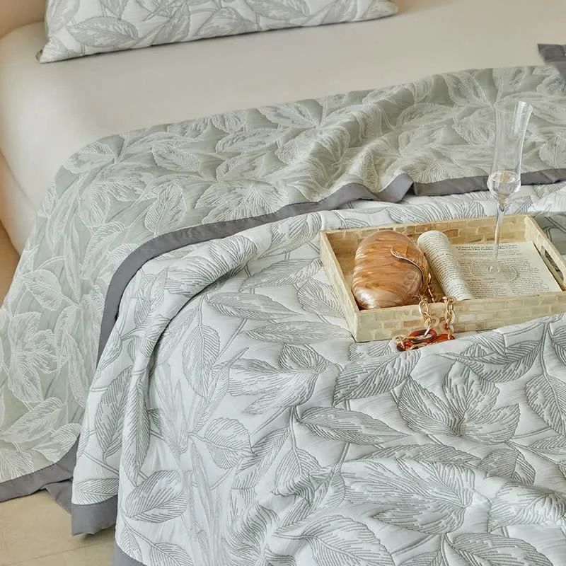 Quilt-Set mit botanischem Blattmuster