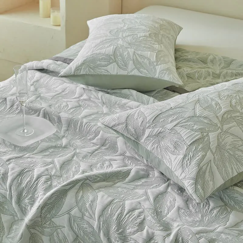 Quilt-Set mit botanischem Blattmuster