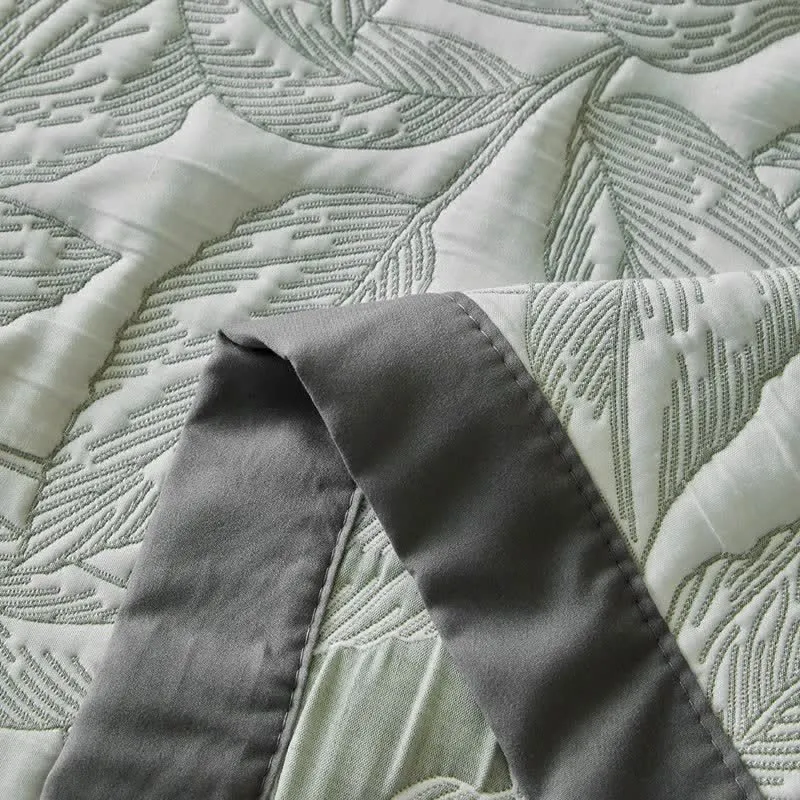 Quilt-Set mit botanischem Blattmuster