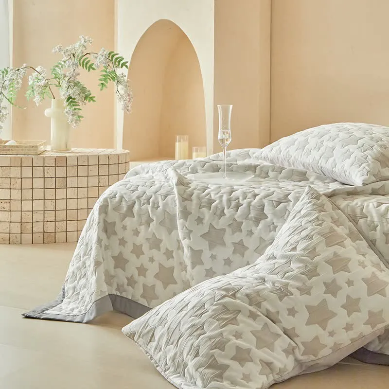 Wende-Quilt-Set mit neutralem Sternenmuster