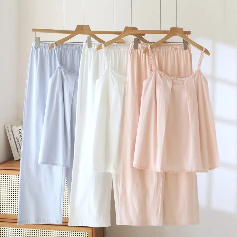 Pyjama-Set aus Baumwolljacquard-Camisole