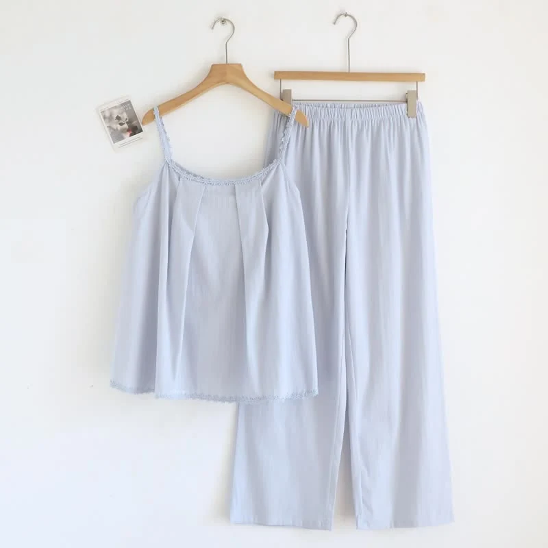 Pyjama-Set aus Baumwolljacquard-Camisole