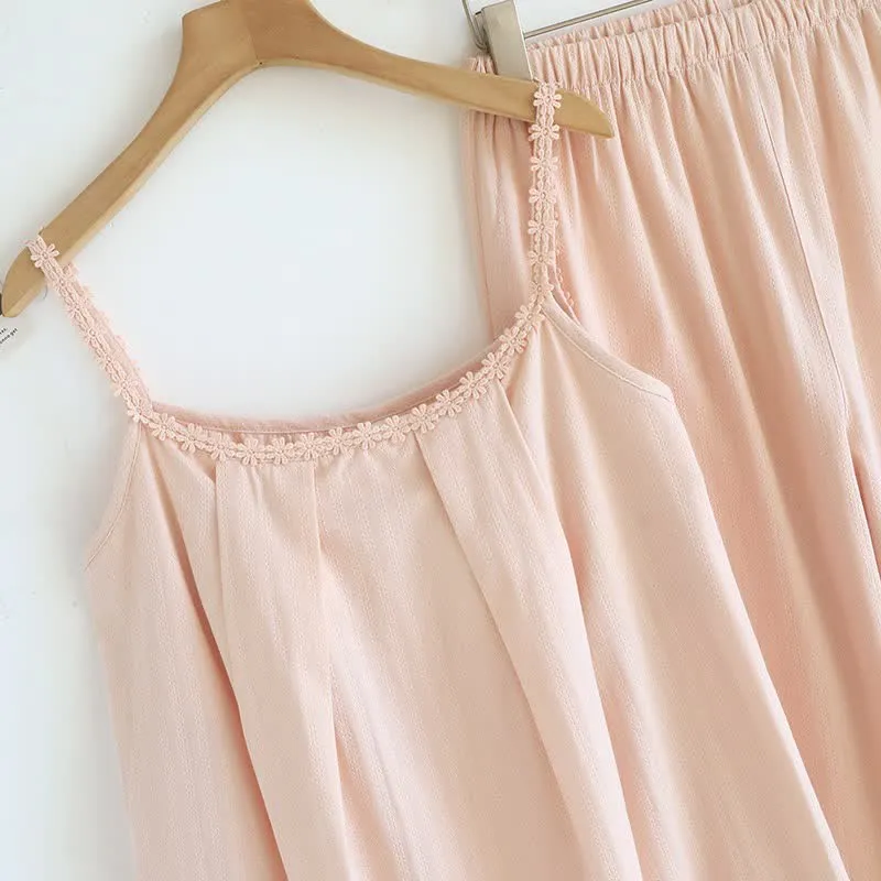Pyjama-Set aus Baumwolljacquard-Camisole