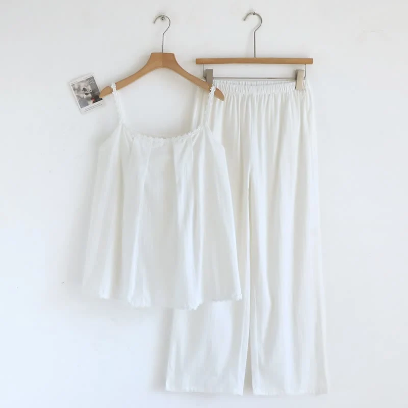 Pyjama-Set aus Baumwolljacquard-Camisole