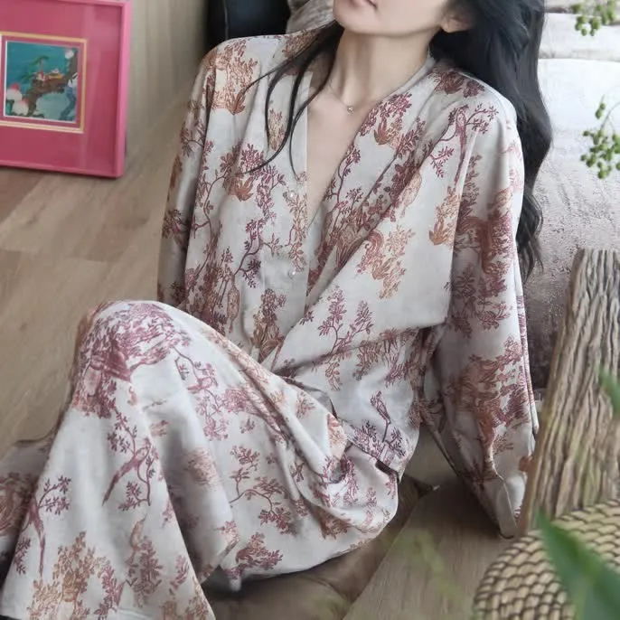 Pyjama-Set mit botanischem Vintage-Print