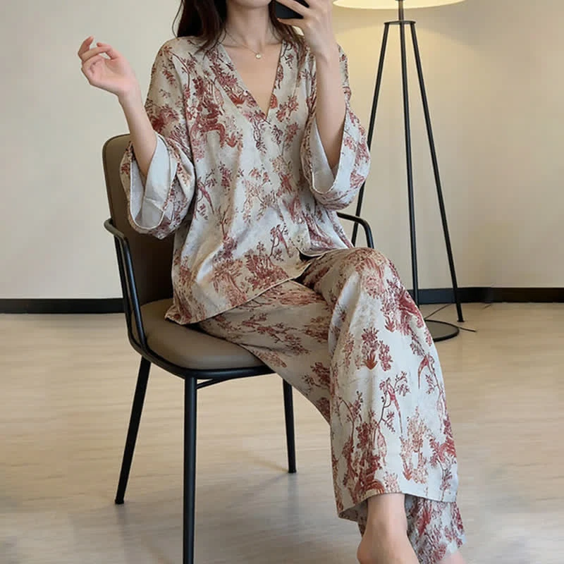Pyjama-Set mit botanischem Vintage-Print