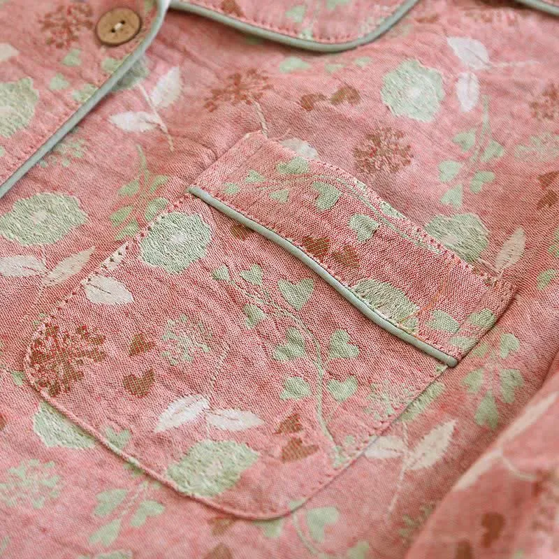 Pyjama-Set aus Baumwolle im Vintage-Stil mit Rosenjacquardmuster