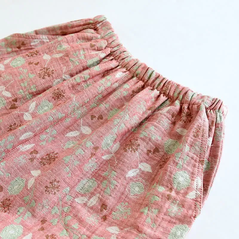 Pyjama-Set aus Baumwolle im Vintage-Stil mit Rosenjacquardmuster