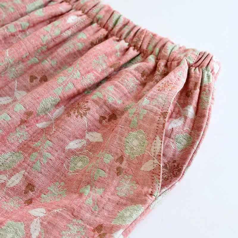 Pyjama-Set aus Baumwolle im Vintage-Stil mit Rosenjacquardmuster