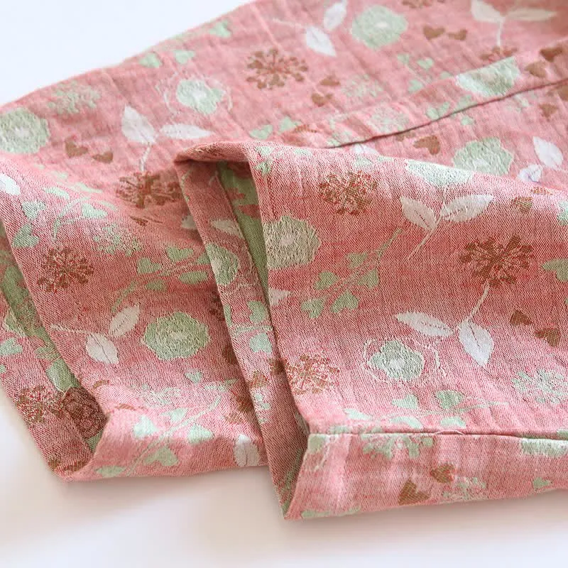 Pyjama-Set aus Baumwolle im Vintage-Stil mit Rosenjacquardmuster