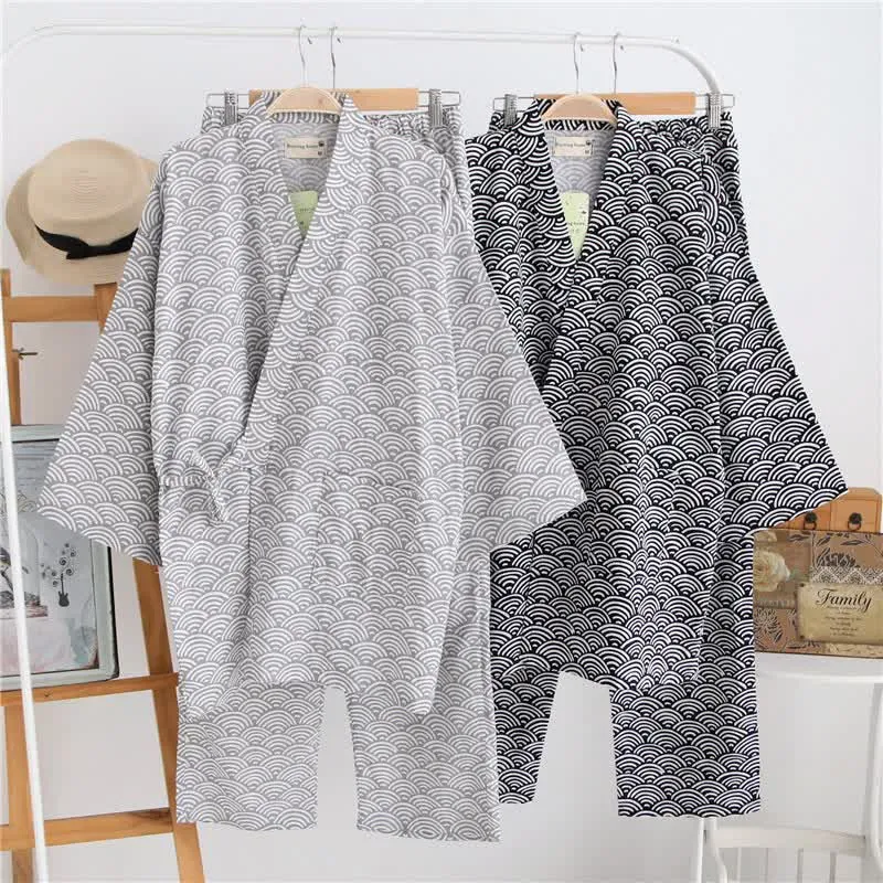 Unisex Seigaiha Baumwollkimono Loungewear Set