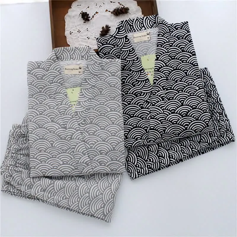 Unisex Seigaiha Baumwollkimono Loungewear Set