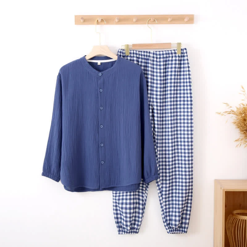 Loungewear-Set mit gemischtem Vichy-Karo-Muster