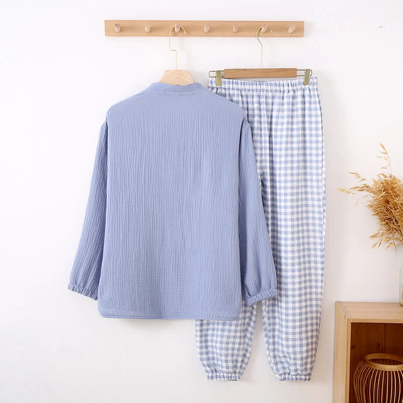 Loungewear-Set mit gemischtem Vichy-Karo-Muster