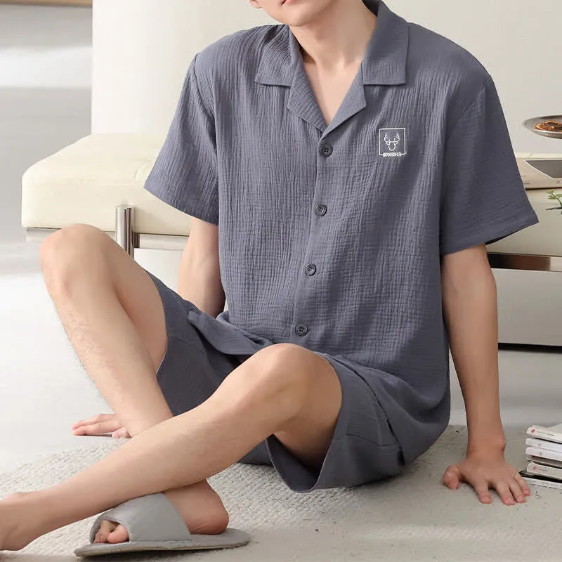 Ownkoti Unisex-Loungewear-Set aus Baumwollgaze