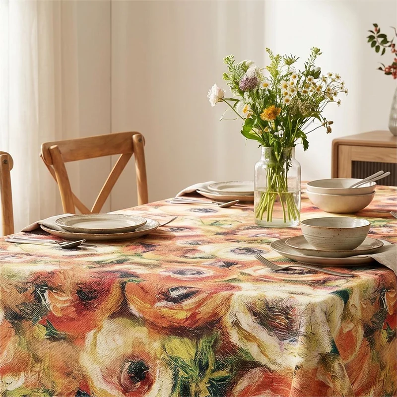 Impressionistische Ölgemälde-Tischdecke mit Blumenmuster