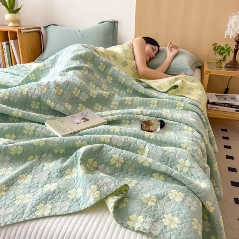 Dreifach-Gaze-Baumwollquilt mit vierblättrigem Kleeblattmuster