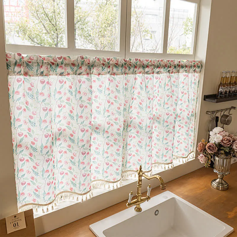 Landhaus-Kirschbaum-Fenstervorhang für kleine Fenster