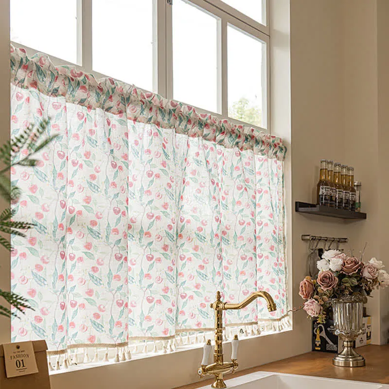 Landhaus-Kirschbaum-Fenstervorhang für kleine Fenster