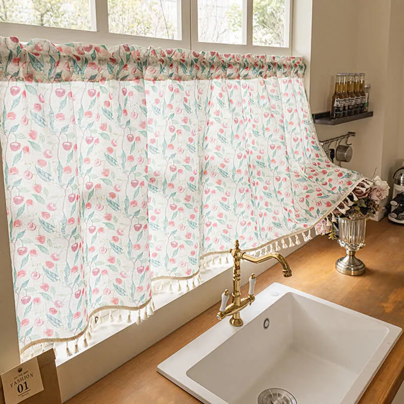 Landhaus-Kirschbaum-Fenstervorhang für kleine Fenster