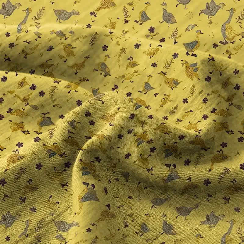 Tagesdecke aus Baumwoll-Doppelgaze mit Enten- und Blumenmuster