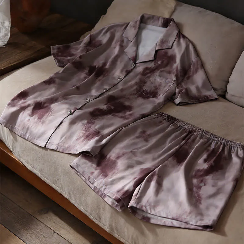 Unisex-Loungewear-Set in Mokka-Tie-Dye-Optik