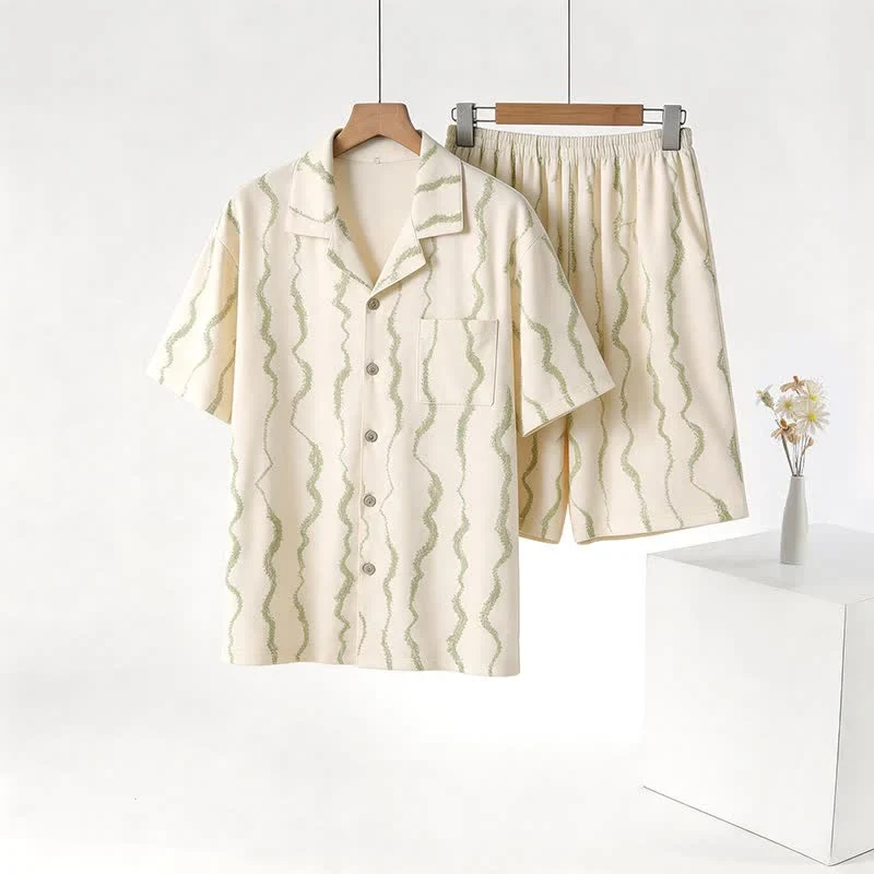 Unisex-Pyjama-Set aus Modal mit Wellenstreifen