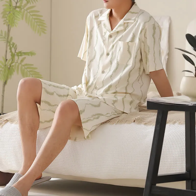 Unisex-Pyjama-Set aus Modal mit Wellenstreifen