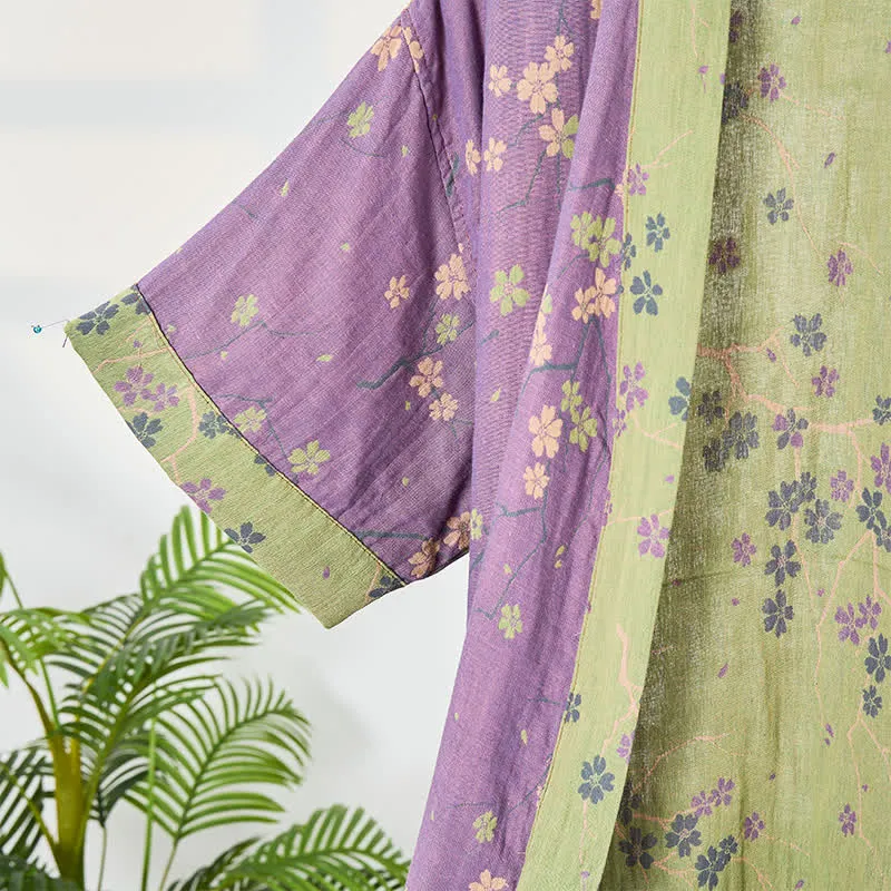 Kimono-Bademantel aus Musselin mit kurzen Ärmeln