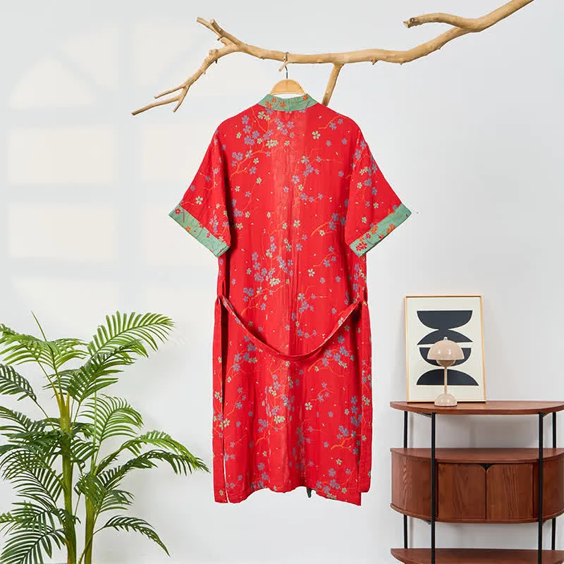 Kimono-Bademantel aus Musselin mit kurzen Ärmeln