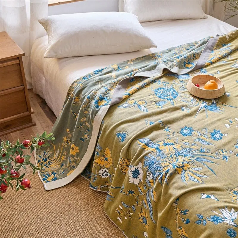 Steppdecke aus reiner Baumwolle mit Schmetterlings- und Blumenmuster