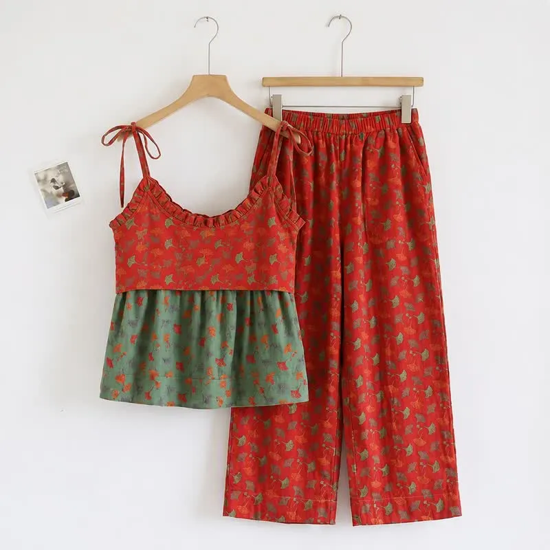 Ginkgo Biloba Blatt Cami Pyjama Set