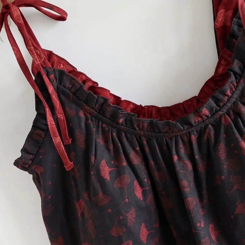 Ginkgo Biloba Blatt Cami Pyjama Set
