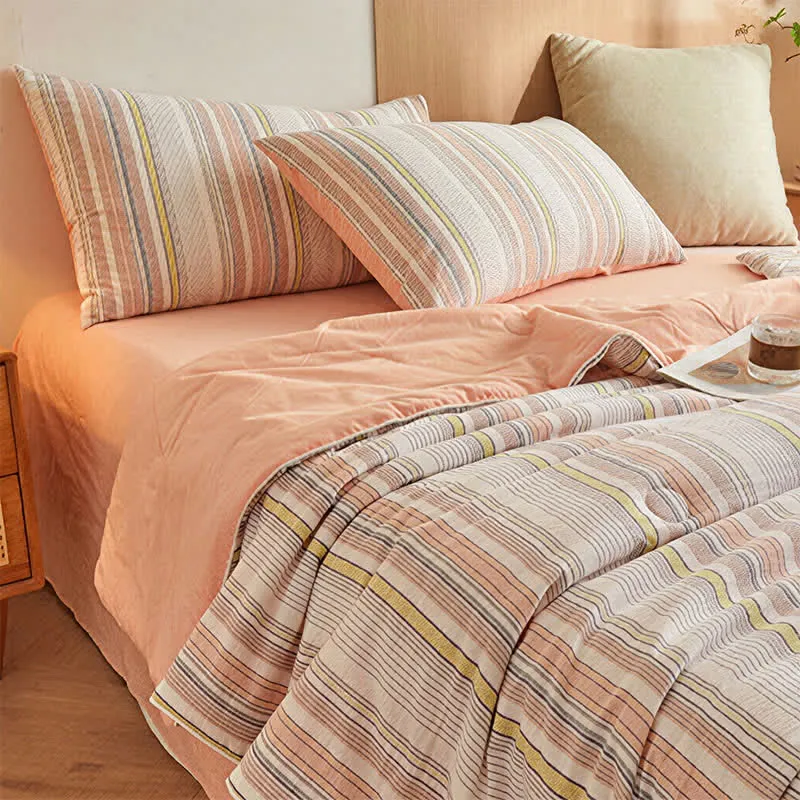 Weiches kariertes Sommerbettwäsche-Set