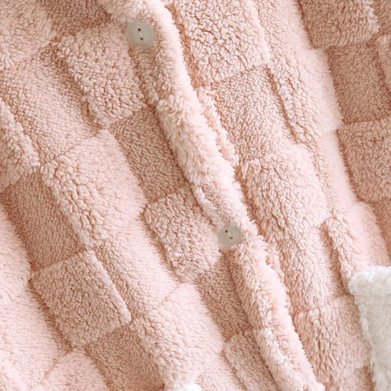 Partner-Bademantel aus Flanell mit Kapuze und Karomuster