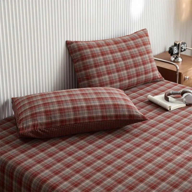Klassisches Vintage-Karo-Baumwoll-Bettlaken/Tagesdecke