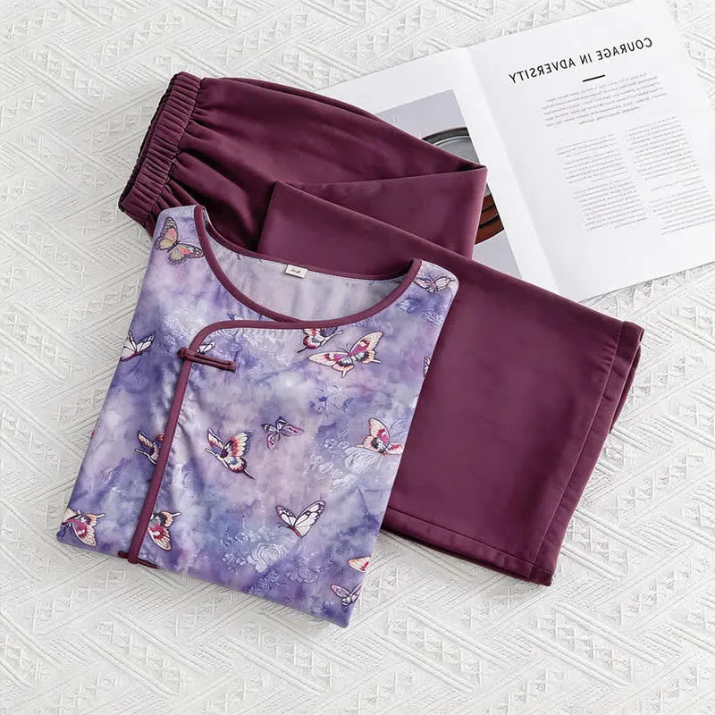 Loungewear-Set „Lila Schmetterling“ im orientalischen Stil